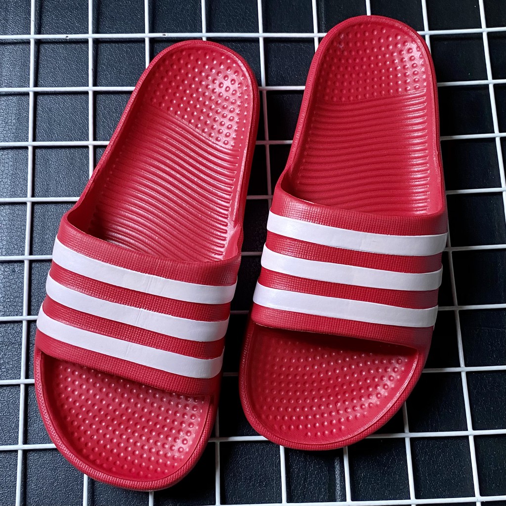 FULLBOX ( Hộp ADIDAS Đen ) - Dép Đúc Nam 3 Sọc Quai Ngang Hàng VNXK Mẫu 2020 ( Hình Thật ) - Dép Nam Đế Đỏ
