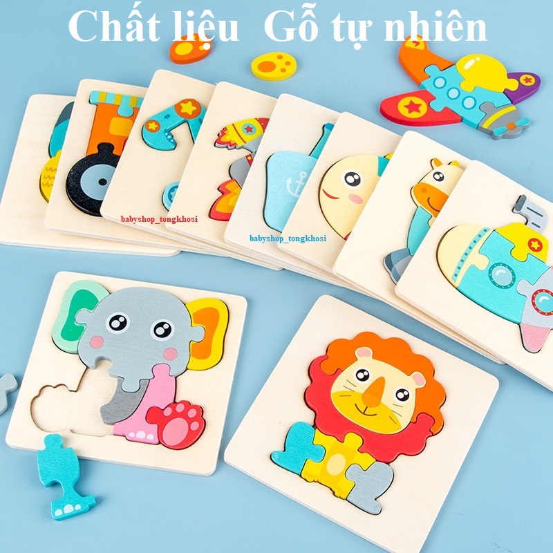 Đồ chơi ghép hình gỗ nổi 3D  thông minh Montessori- Loại  3d màu- gỗ dầy- nhiều chủ đề giúp bé phát triển trí tuệ