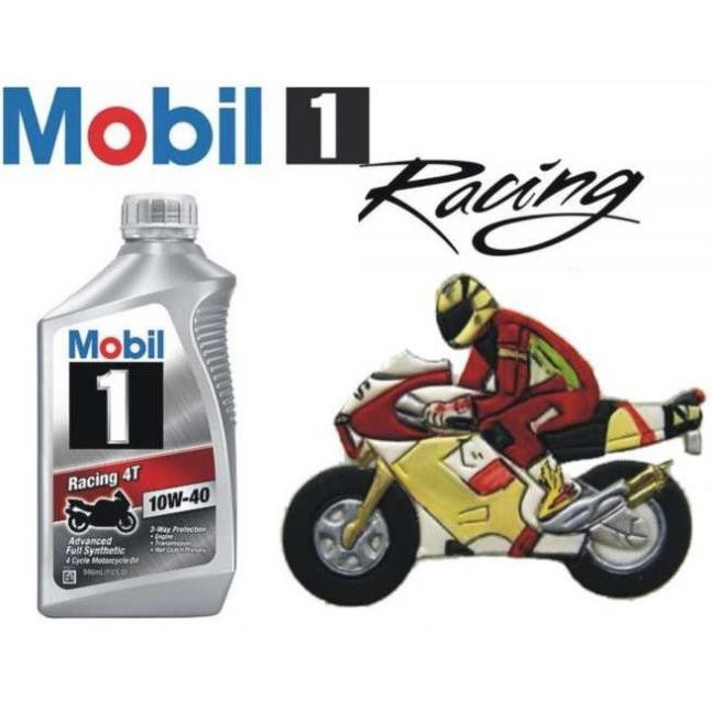 Dầu nhớt tổng hợp Mobil 1 Racing 4T 10W40 946ml - Xe máy, mô tô PKL