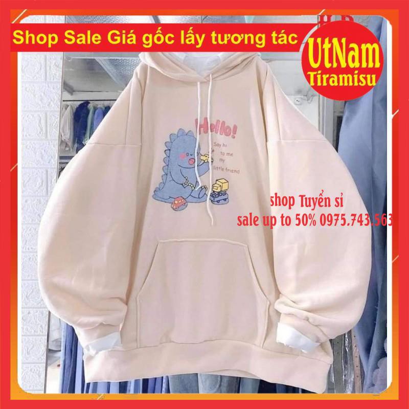 Áo hodie nỉ Khủng Long Hello form thụng nam nữ giá rẻ | BigBuy360 - bigbuy360.vn