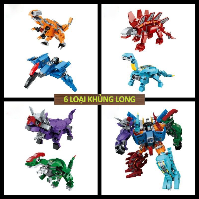 Bộ Lắp Ráp Robot Biến Hình QMAN, Lego Robot khủng long 6in1