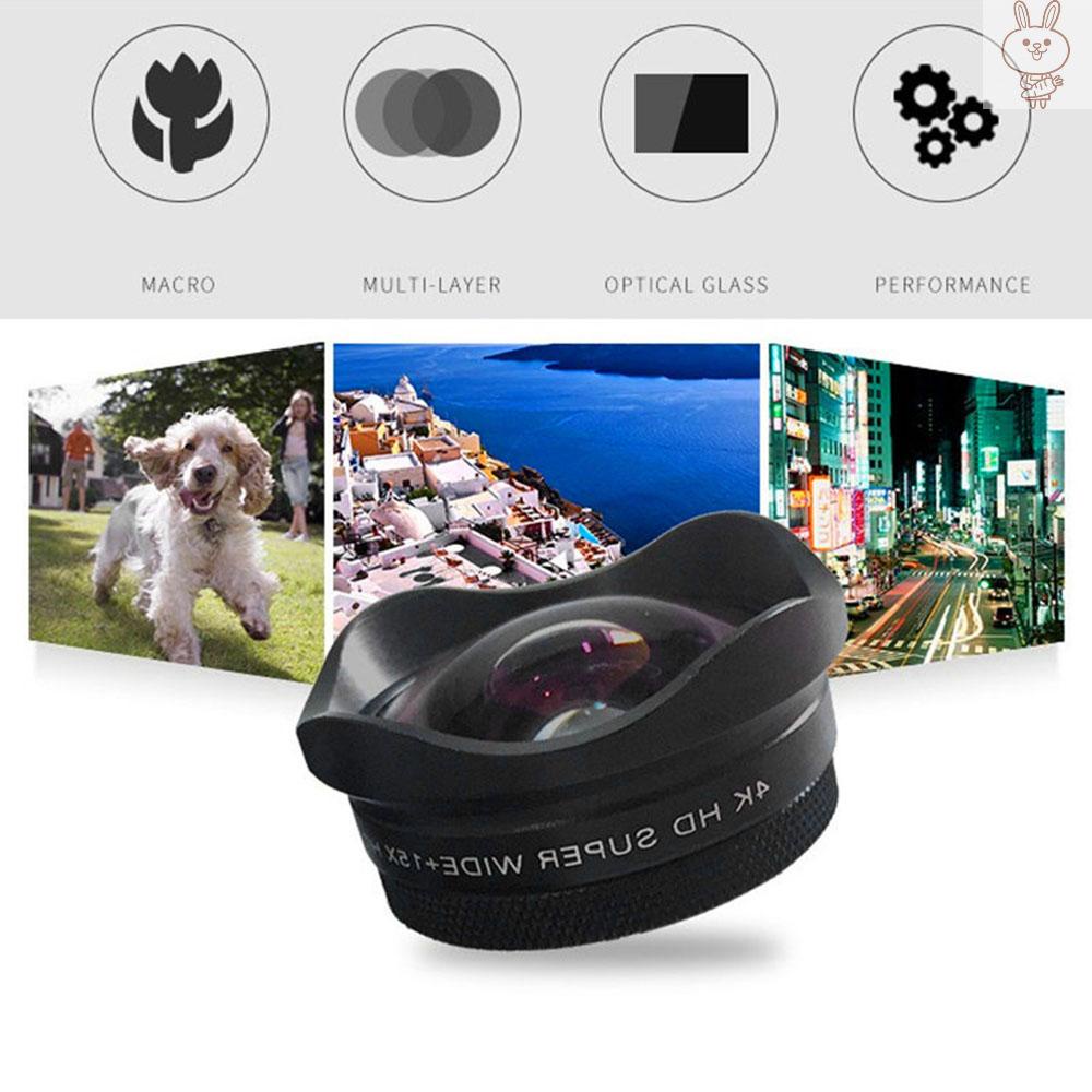 Ống Kính Ol 4k Ultra Hd 0.45x Wide-Angle 15x Macro Có Kẹp Thông Dụng Cho Điện Thoại Thông Minh