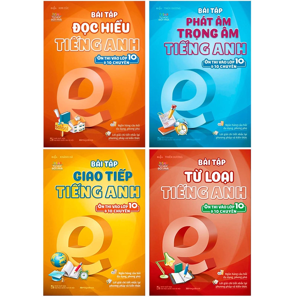 Sách Combo Bài tập Tiếng Anh ôn thi vào lớp 10 và 10 chuyên