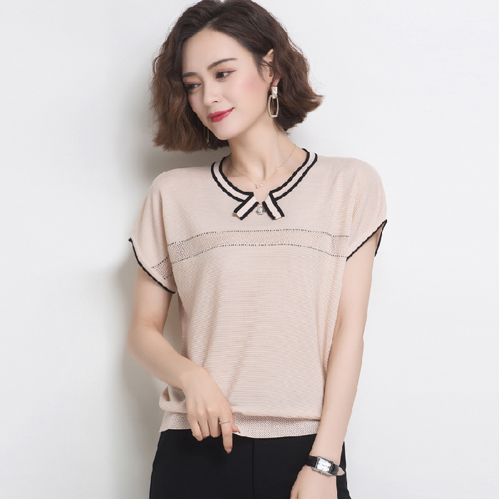 Áo Thun Nữ Ngắn Tay Cổ Tròn Thời Trang Hàn | BigBuy360 - bigbuy360.vn