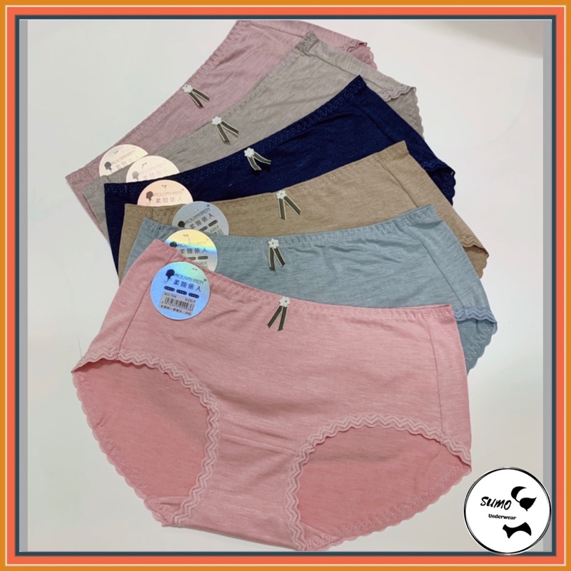 Quần cotton lạnh co giãn 4 chiều, viền cắt phối ren không hằn mông. Phom 40-60kg; vòng 3=85-95cm. SUMO Underwear-704