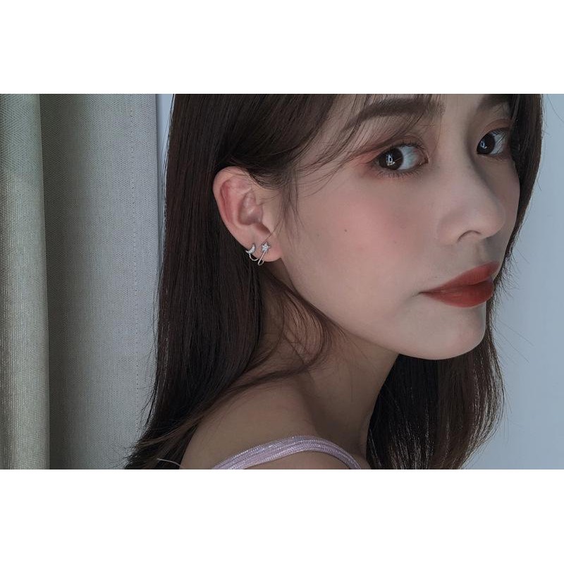 Khuyên tai trăng sao uốn vòm thời trang nữ xinh xắn