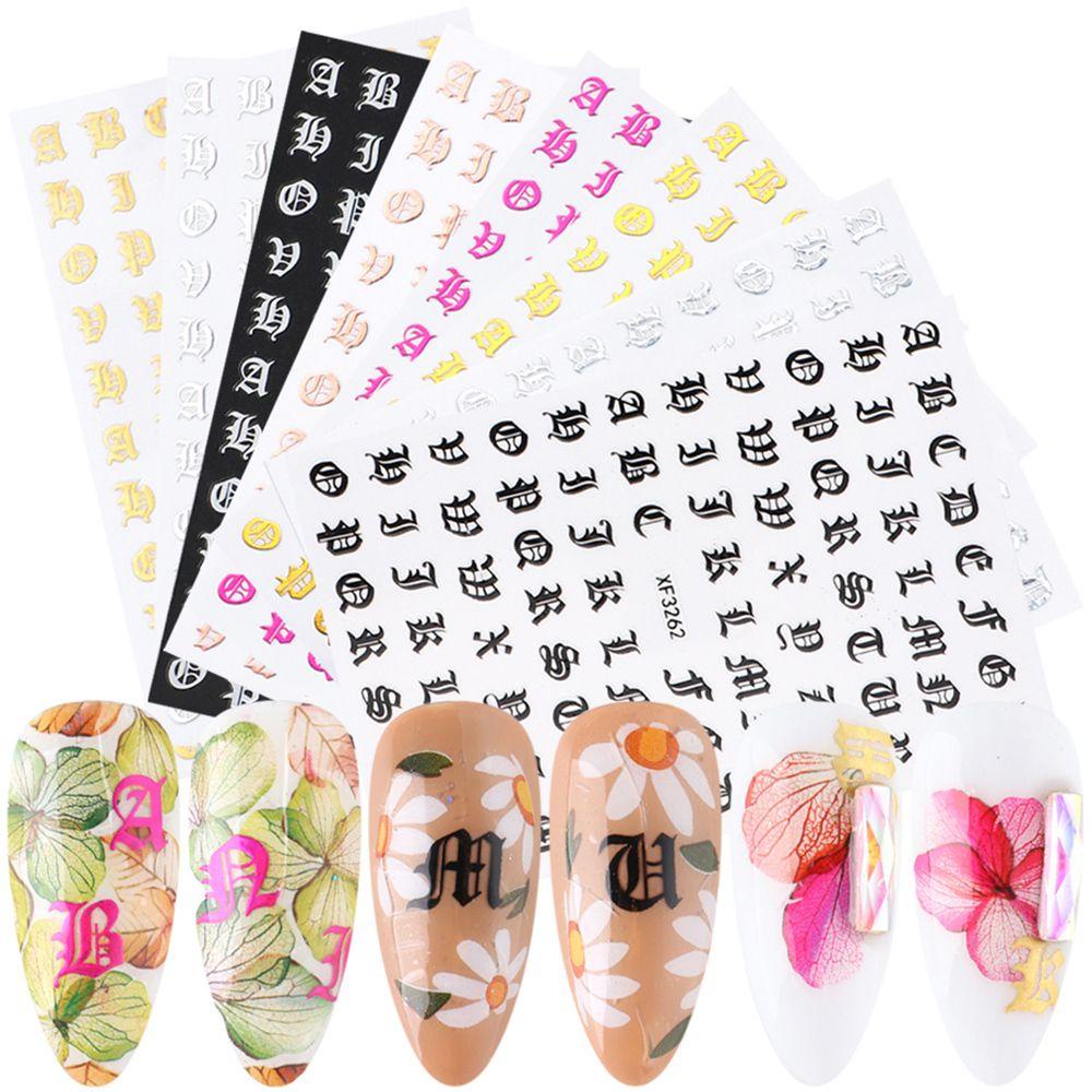 Hình Dán Móng Tay Chữ Tiếng Anh Màu Laser Mới|Đề Can Dán Trang Trí Xe Hơi Độc Đáo Tiện Dụng