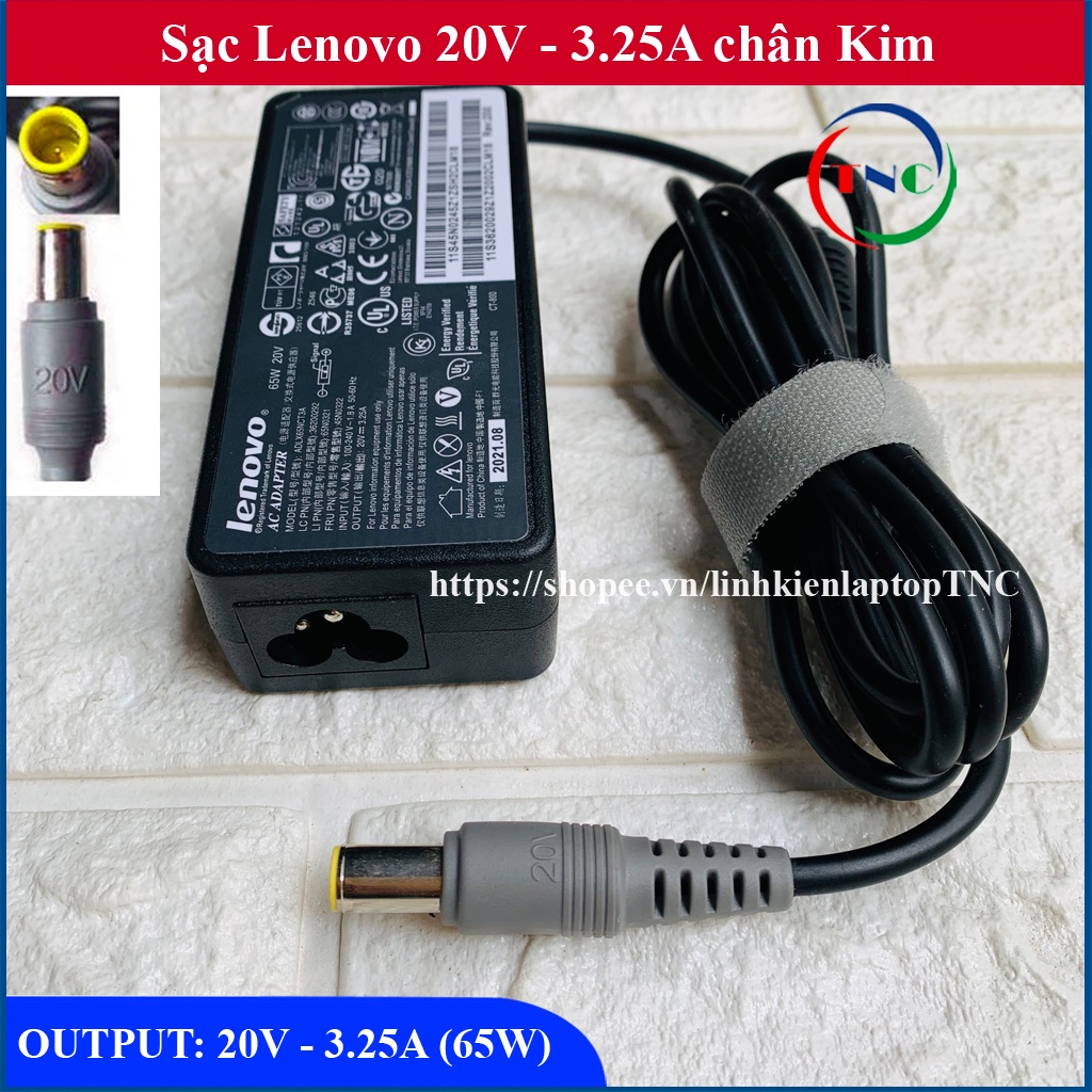 Sac Laptop Lenovo 20V - 3.25A, 65W Đầu Kim To hàng thay thế cho dòng IBM - ThinkPad