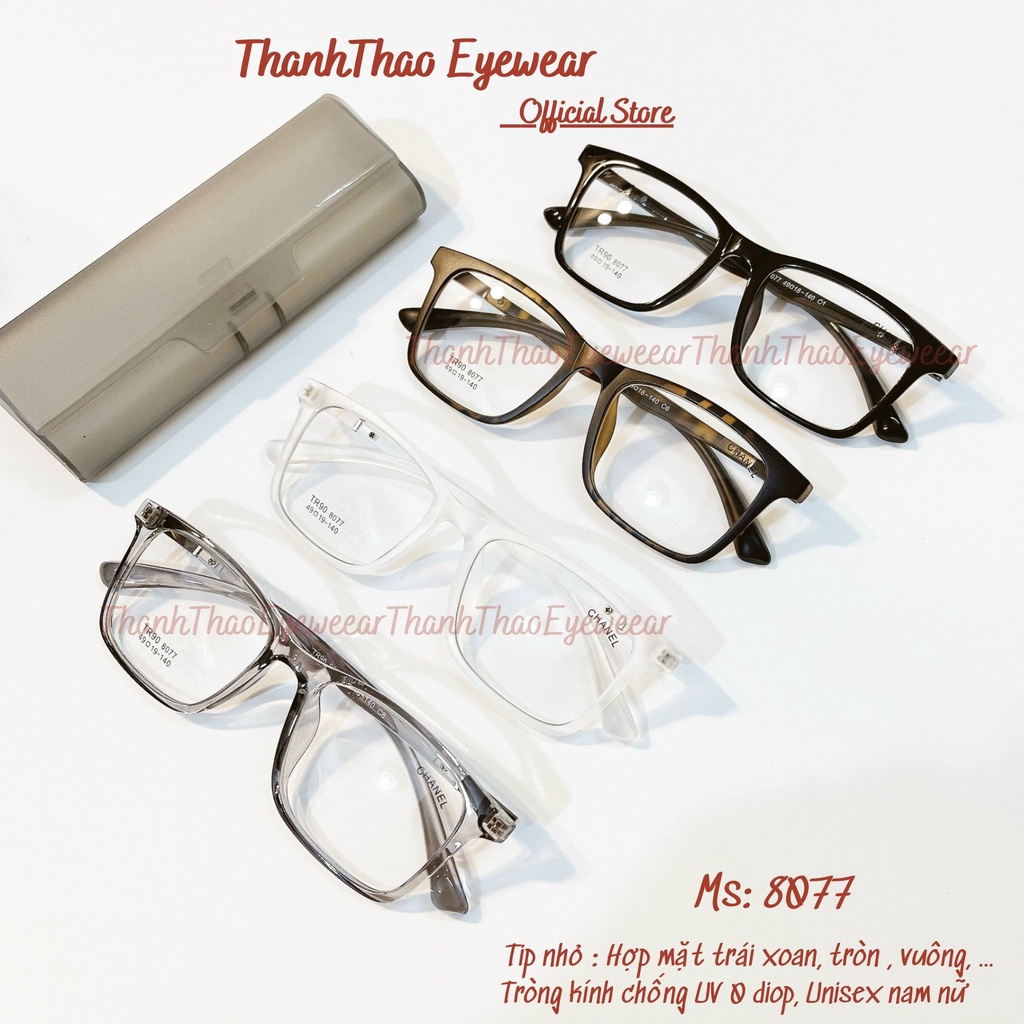 Gọng Kính Cận Nam, Kính Mắt THANHTHAO EYEWEAR Nhựa Dẻo Mắt Vuông Cơ Bản V8077