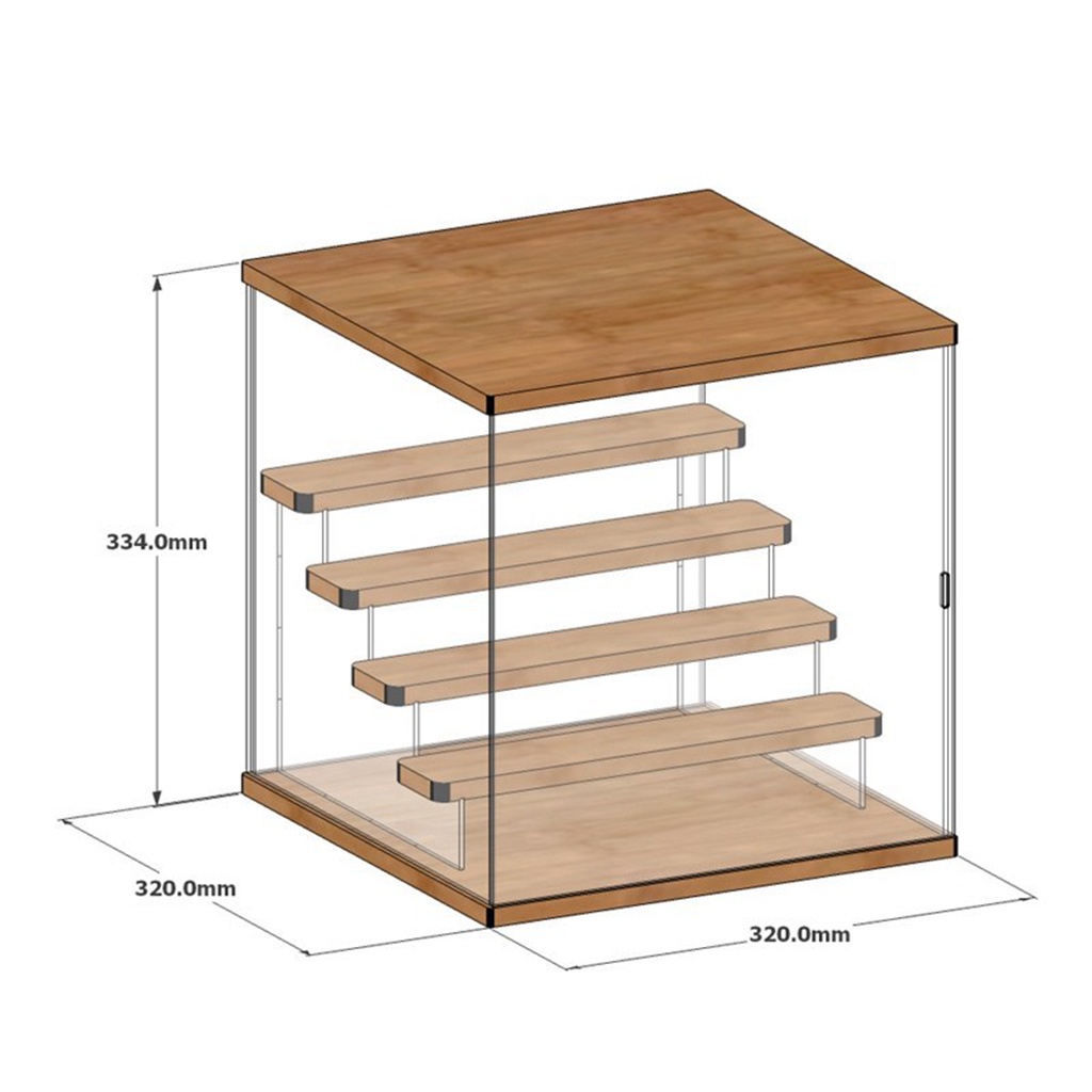 Hộp trưng bày mô hình bằng acrylic trong suốt kèm giá đỡ bằng gỗ chống bụi