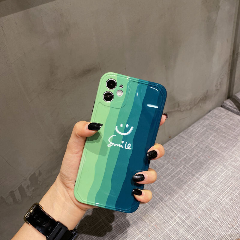 Ốp Điện Thoại Silicon Hình Mặt Cười Màu Xanh Lá Chống Rơi Cho Iphone 7 8 Plus X XS XR XS Max 11 11 Pro Max 12 Pro Max