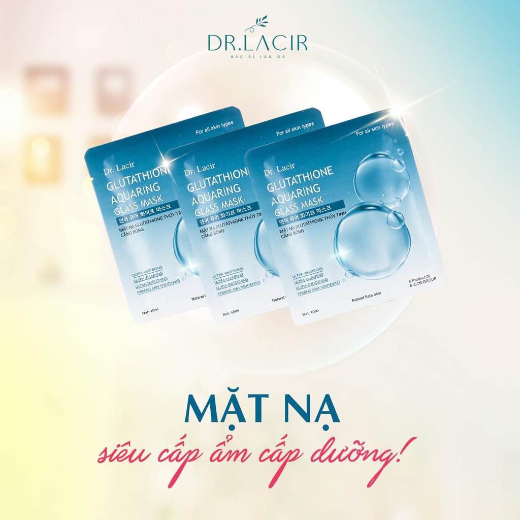 Mặt Nạ Thủy Tinh Căng Bóng Glutathione Drlacir,Hộp 6 miếng,Cung cấp dưỡng chất,dưỡng trắng da,ngừa lão hóa,phục hồi da