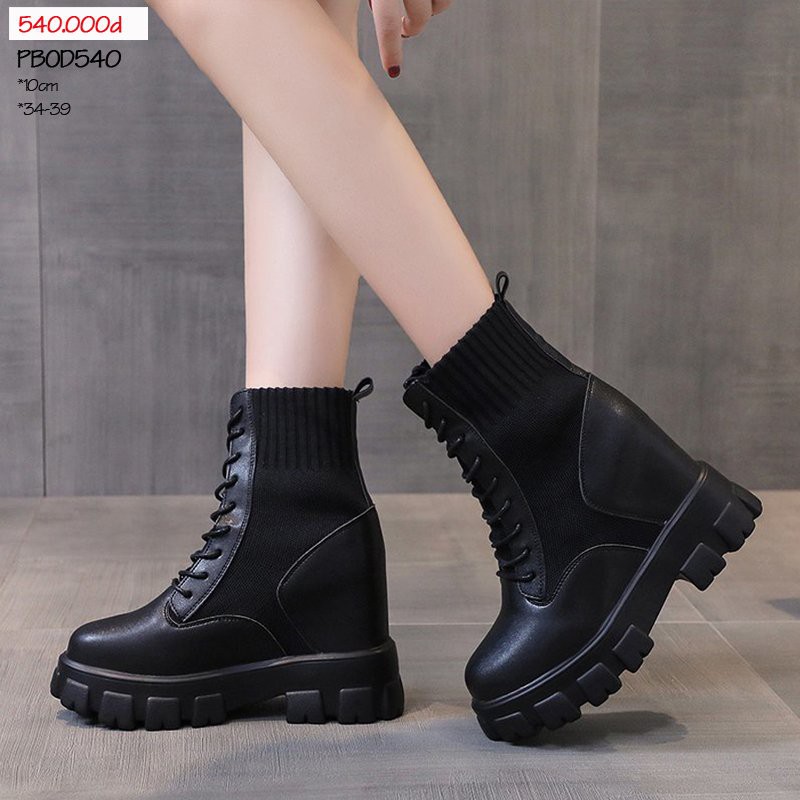 Boot độn đế nữ cao 10CM đế cao su siêu êm siêu nhẹ mã PBOD540