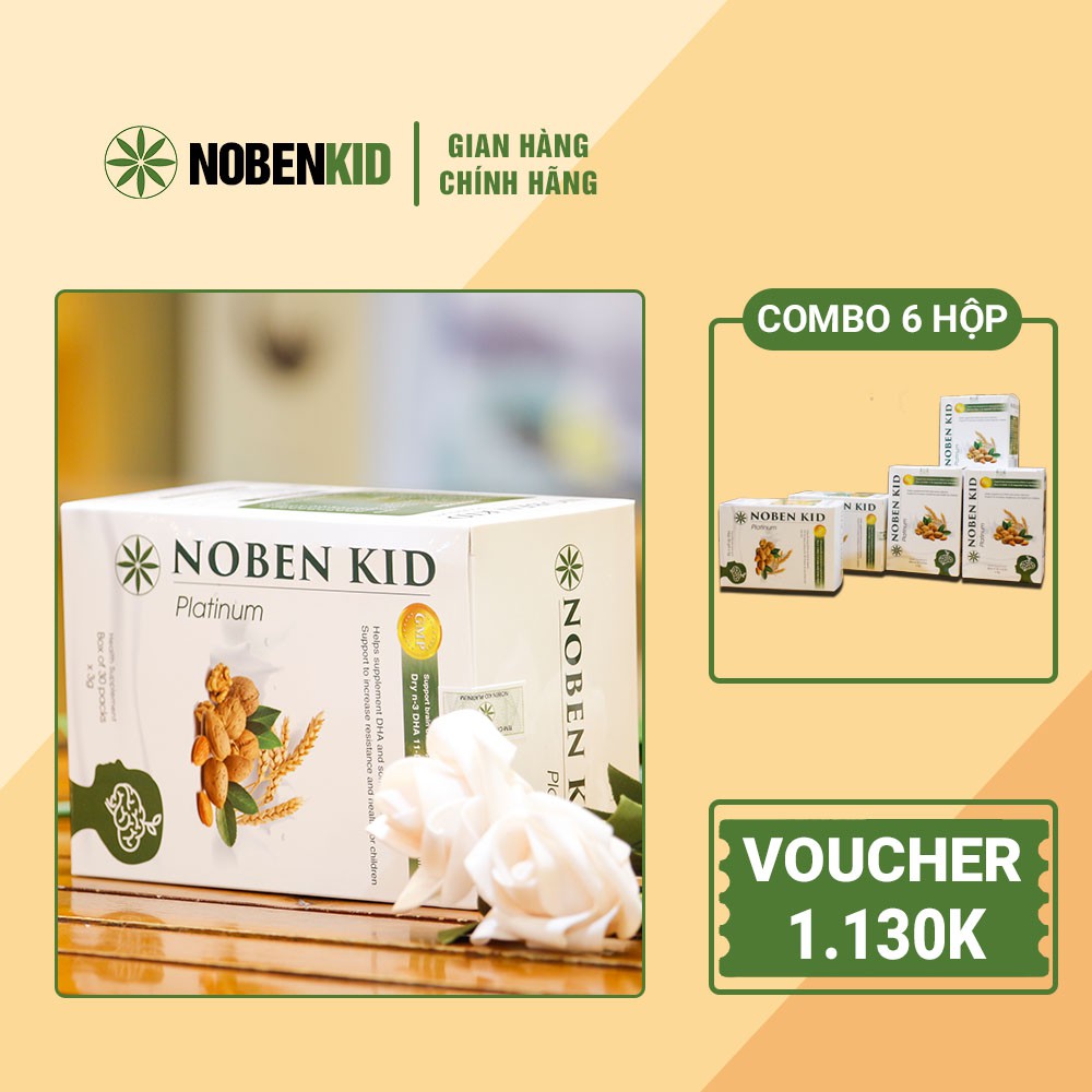 [COMBO ƯU ĐÃI] 6 HỘP Cốm trí não Noben Kid, thực phẩm phát triển não bộ, tăng cường trí nhớ, tập tru