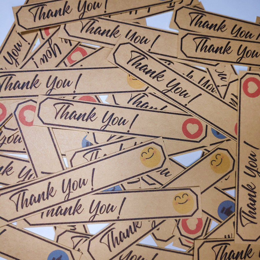 GIẤY DÁN STICKER &quot;THANK YOU&quot; TRANG TRÍ SỔ TAY, ĐƠN HÀNG, ALBUM