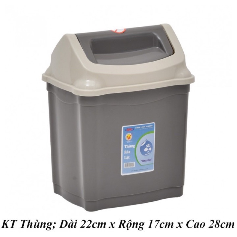 THÙNG RÁC LẬT 5 LÍT NHỰA SONG LONG