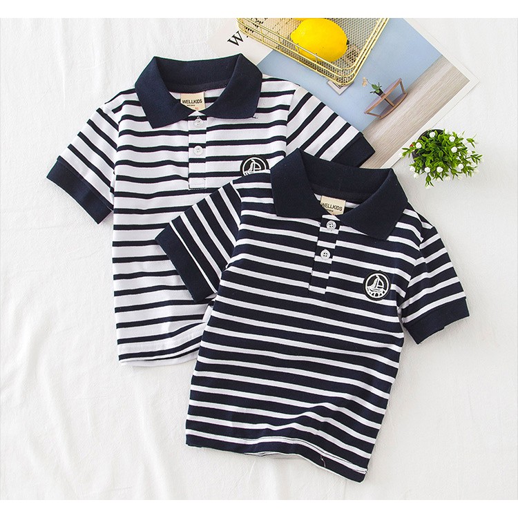 Áo Polo kẻ cho bé trai chất cotton thoáng mát phong cách cho bé  ATP1