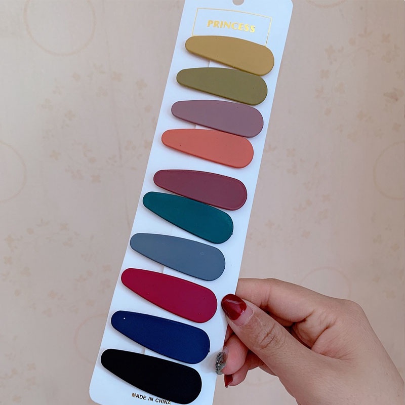 10 kẹp tóc acrylic nhám màu trơn thời trang Hàn Quốc cho nữ