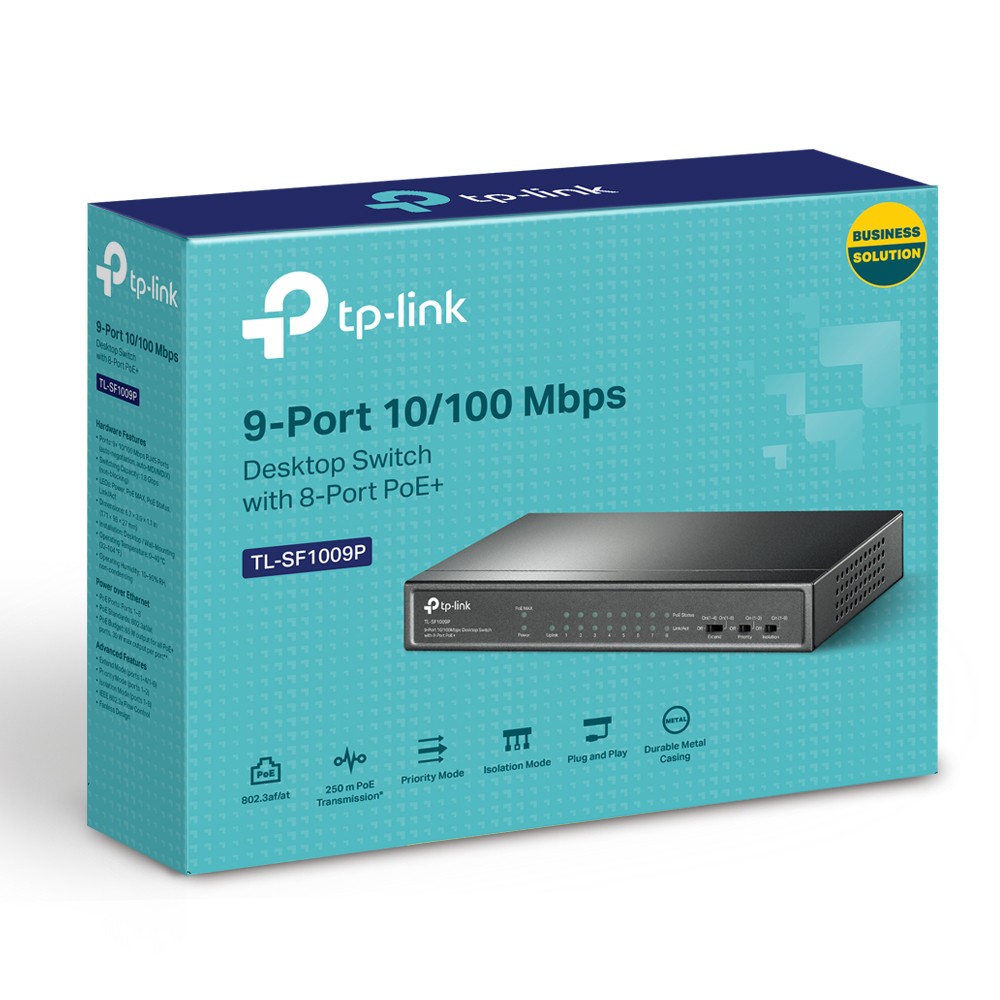 [Mã 253ELSALE hoàn 7% đơn 300K] Bộ chia mạng TP-Link TL-SF1009P 8 cổng POE (Chính Hãng TP-Link Việt Nam)