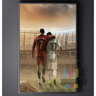 TRANH CANVAS CẦU THỦ BÓNG ĐÁ treo tường in theo yêu cầu - Lionel Messi M10 và Cristiano Ronaldo CR7 3