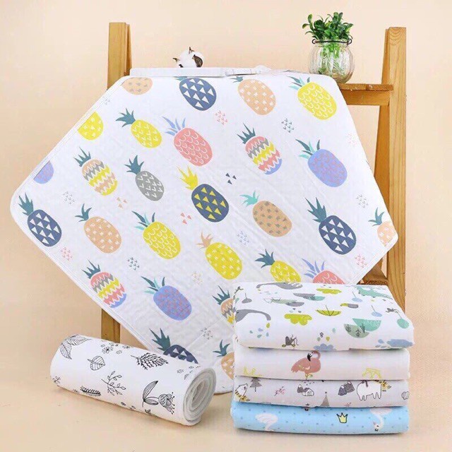 Tấm lót chống thấm trẻ em và cho bé sơ sinh Organic 4 lớp size lớn 50x70cm thay bỉm trải giường cho bé sơ sinh TLO060