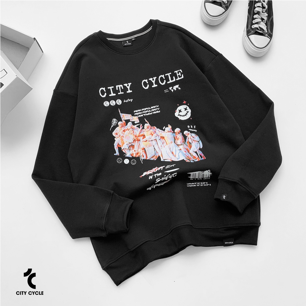 Áo sweater nỉ Popularity City Cycle - áo nỉ sweater unisex form rộng in hình Local Brand | BigBuy360 - bigbuy360.vn