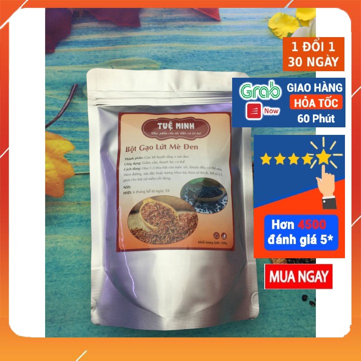 [Freeship] Bột gạo lứt mè đèn giảm cân Tuệ Minh 500gr