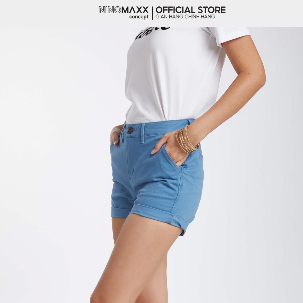 Ninomaxx Quần Short Nữ dáng ôm đẹp chất liệu kaki 1907092