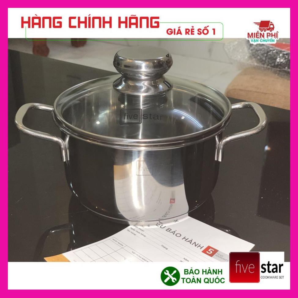 NỒI INOX FIVESTAR ĐÁY TỪ CAO CẤP 16cm, 24cm NỒI INOX BẾP TỪ FIVESTAR, 3 ĐÁY CAO CẤP, BẢO HÀNH 5 NĂM