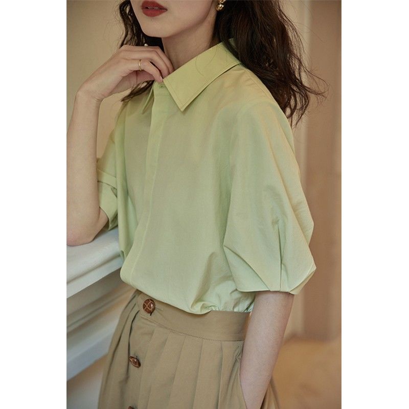 Áo Sơ Mi Tay Ngắn Phong Cách Pháp Thiết Kế Mới Mùa Hè 2022 Cho Nữ