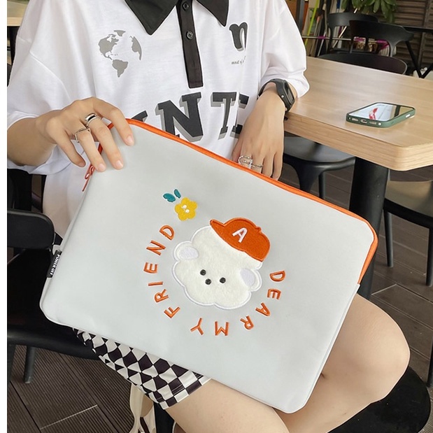 Túi Đựng Laptop Thêu Họa Tiết Hoạt Hình Phong Cách Hàn Quốc