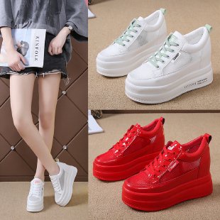 Giày Thể Thao Phối Lưới Thoáng Khí Tăng Chiều Cao Cho Nữ