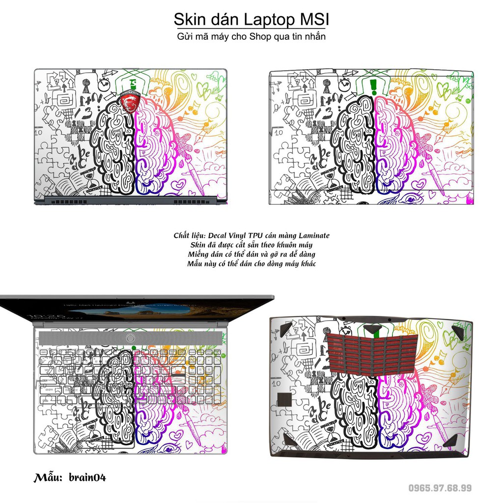 Skin dán Laptop MSI in hình Left Brain Right Brain (inbox mã máy cho Shop)