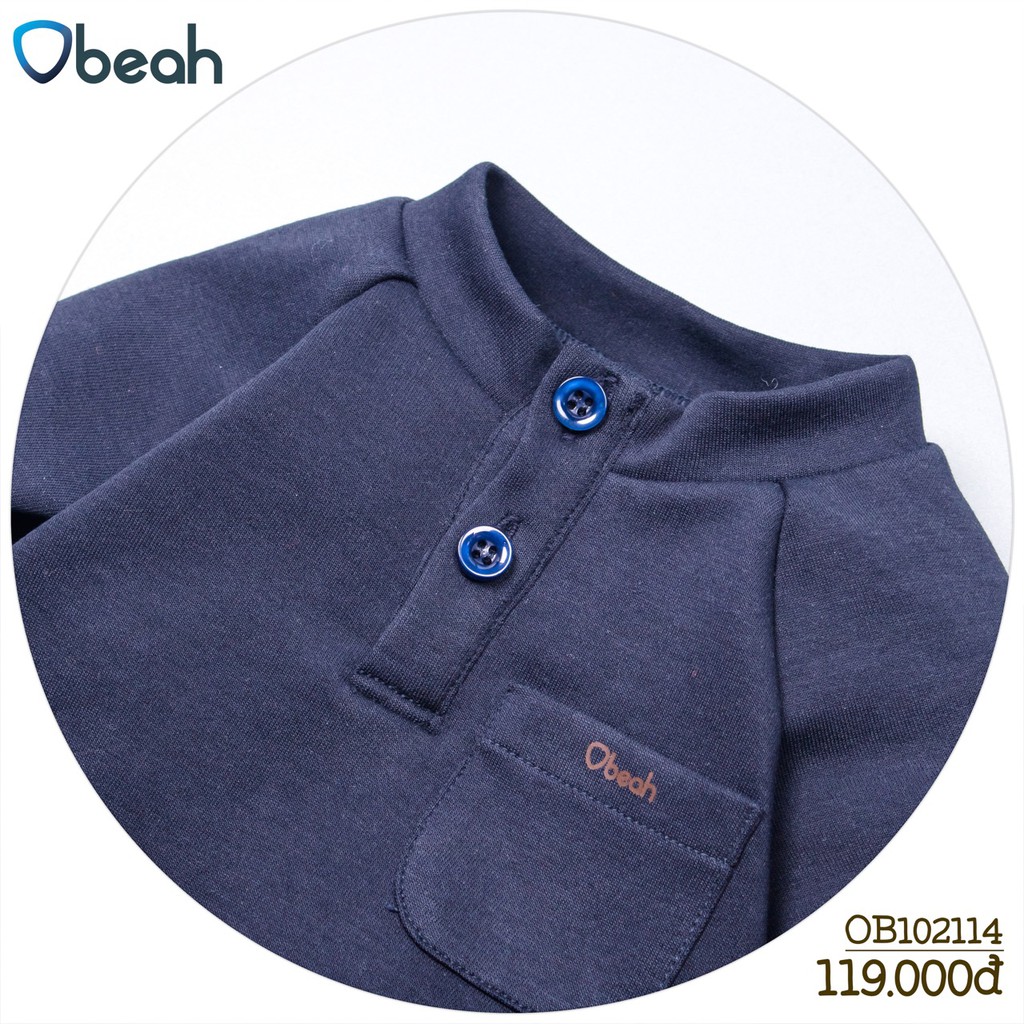 Áo thun Obeah cổ trụ màu xanh navy Fullsize 59 đến 90 cho bé yêu từ 0 đến 24 tháng