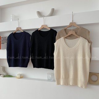 Áo gile len cổ tròn