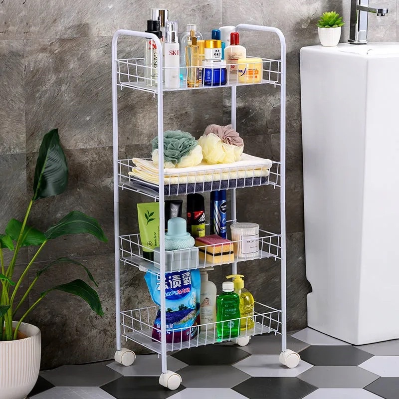 Kệ xe đẩy đa năng để đồ phòng ngủ , để đồ phòng tắm , phòng bếp 4 tầng 4 bánh xe