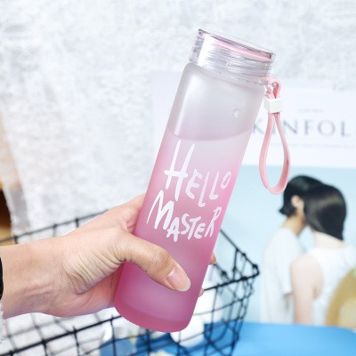 bình nước Hello Master in nhám mờ BNP12 chai thuỷ tinh hello master chai nước dễ thương 500ml