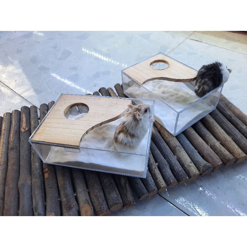 NHÀ TẮM MICA MIX GỖ LƯỢN