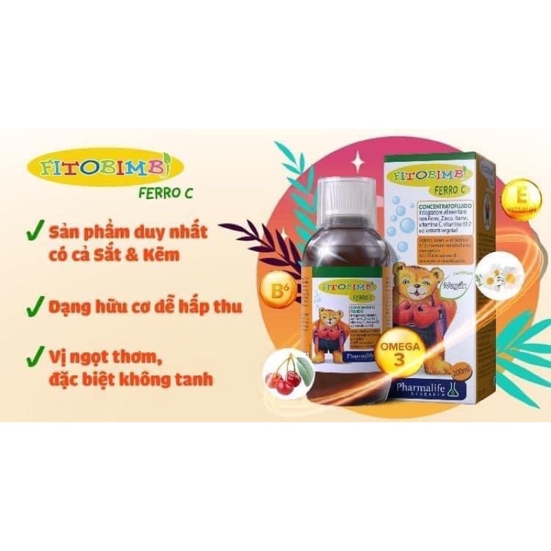 Fitobimbi Ferro C Bổ Sung Sắt, Kẽm, Vitamin C Tăng Đề Kháng, Bổ Máu Cho Bé