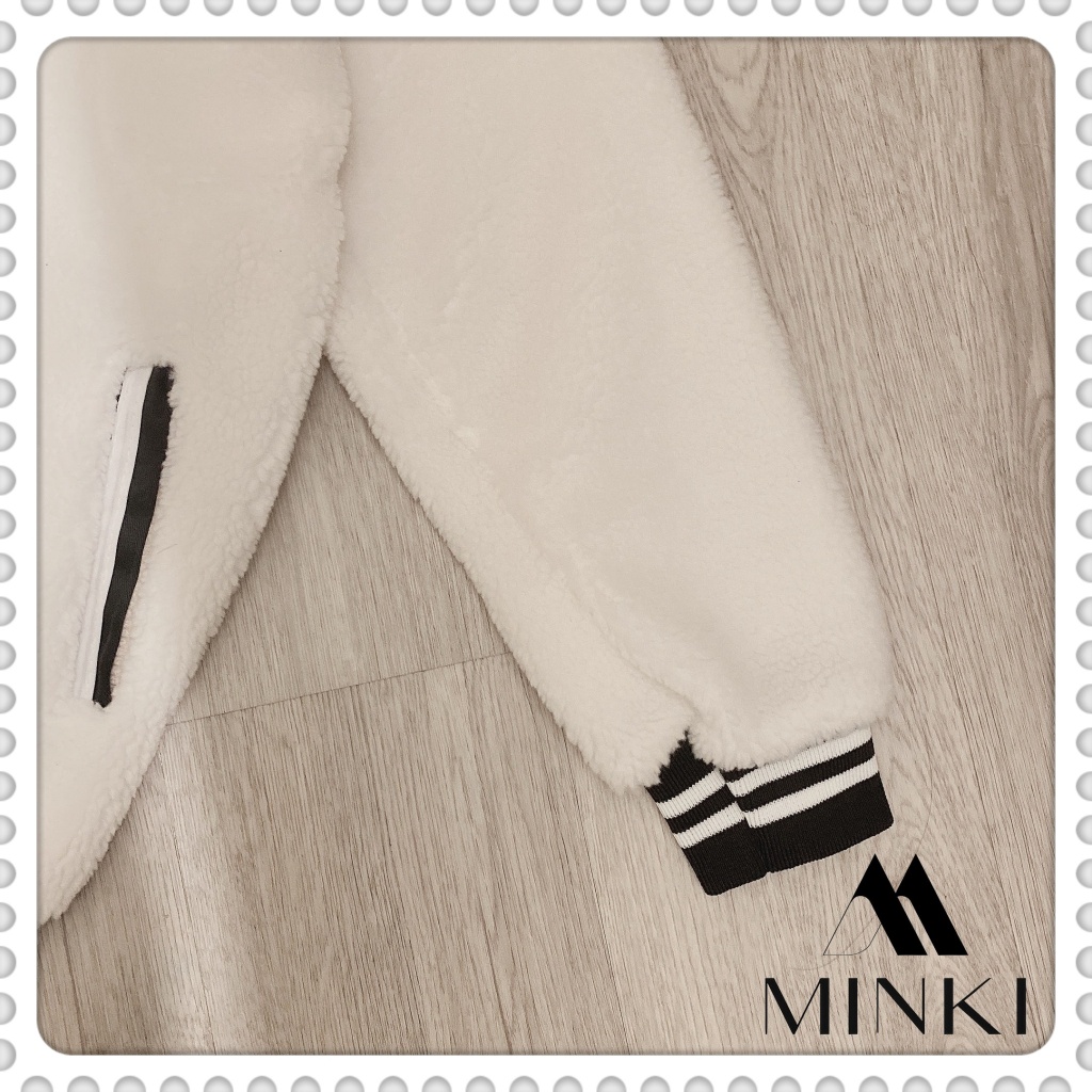 🌸 ÁO BOMBER LÔNG CAO CẤP MÙA ĐÔNG - CHẤT LIỆU LÔNG MỀM MỊN - MÀU TRẮNG PHỐI ĐEN - HÀNG SIÊU CẤP | BigBuy360 - bigbuy360.vn