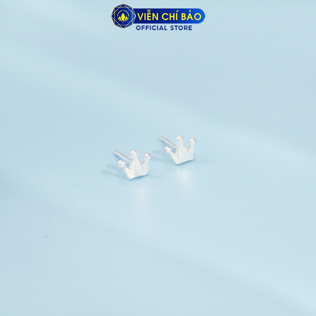 Bông tai vương miện chất liệu bạc 925 thời trang phụ kiện trang sức nữ thương hiệu Viễn Chí Bảo E075