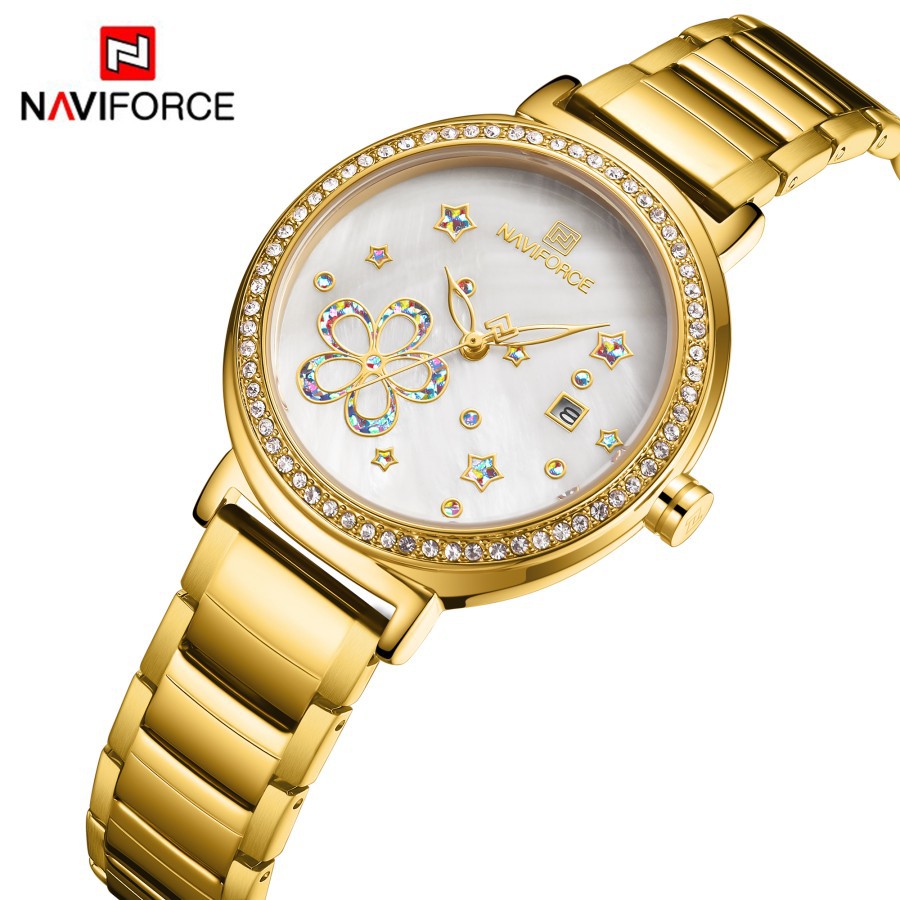 NAVIFORCE Đồng Hồ Analog Máy Quartz Xi Mạ Vàng 5016