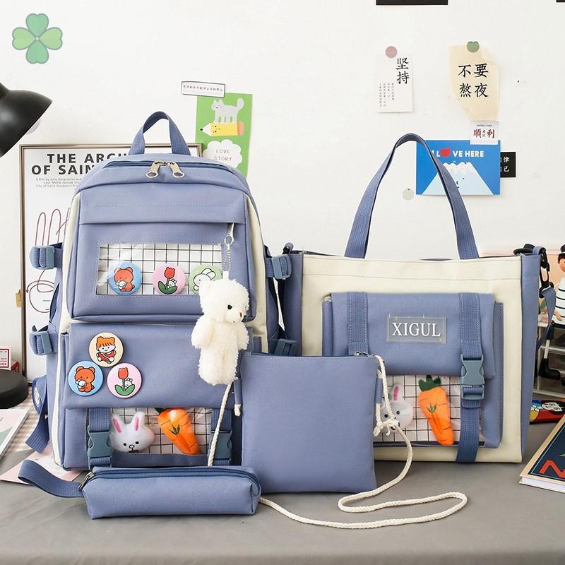 Bộ Ba Lô Túi Ví In Hình Hoạt Hình Dễ Thương Cho Nữ