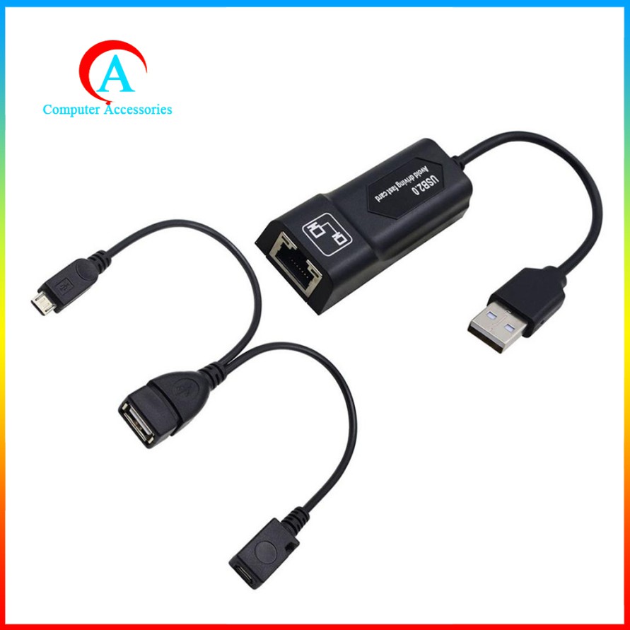 1 Set Micro Usb 2.0 To Ethernet Rj45 Network Lan Adapter Card Thẻ