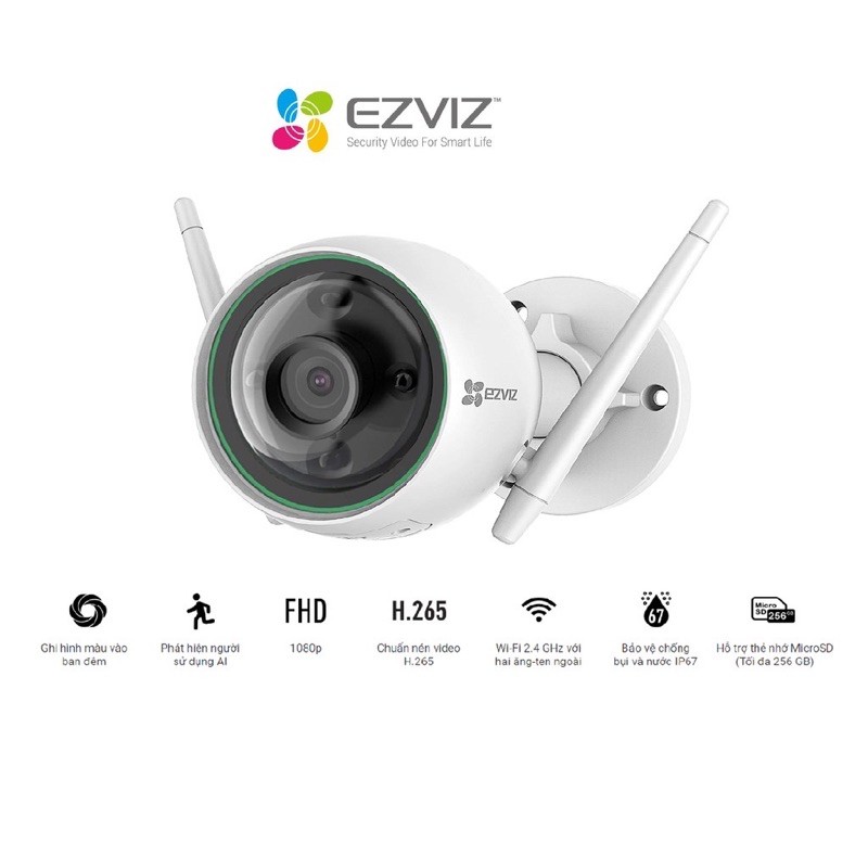 [chính hãng]Camera Wifi gắn ngoài trời EZVIZ CS-C3N (A0-3H2WFRL) 1080p