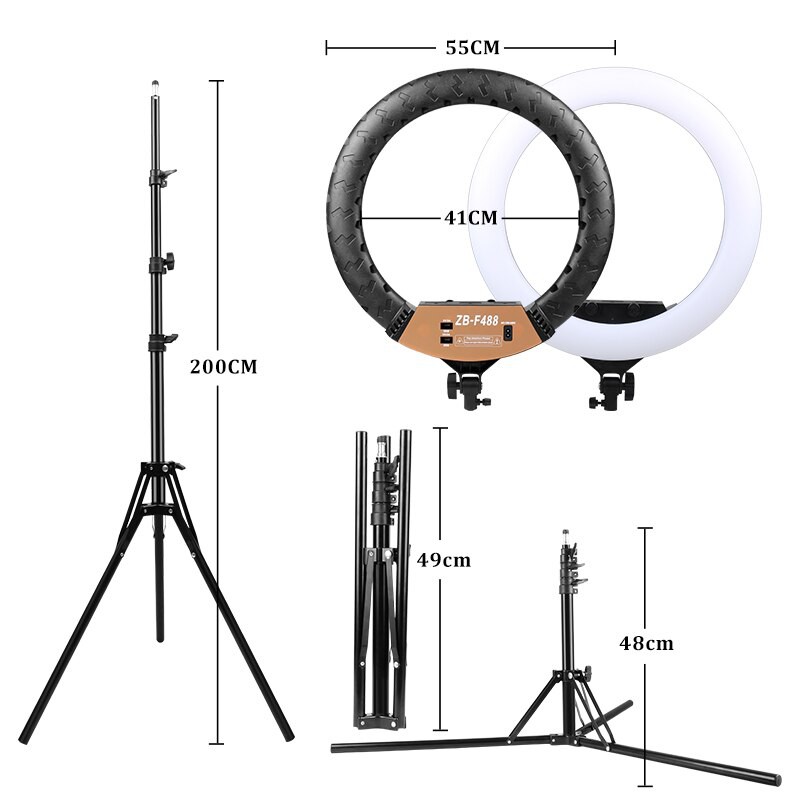 Đèn livestream 54cm 80w bán hàng chuyên nghiệp chính hãng kèm tripod 2m1 + 3 kẹp điện thoại