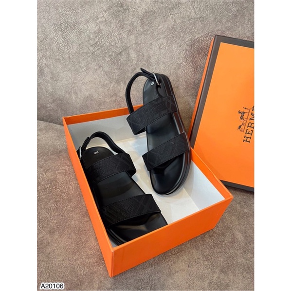 Dép Xăngdal Nam BBR Da In Cao Cấp - Dép Quai Ngang Nam BBR Cao Cấp