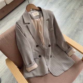 Áo Vest Blazer Nữ Sọc Caro Oversized