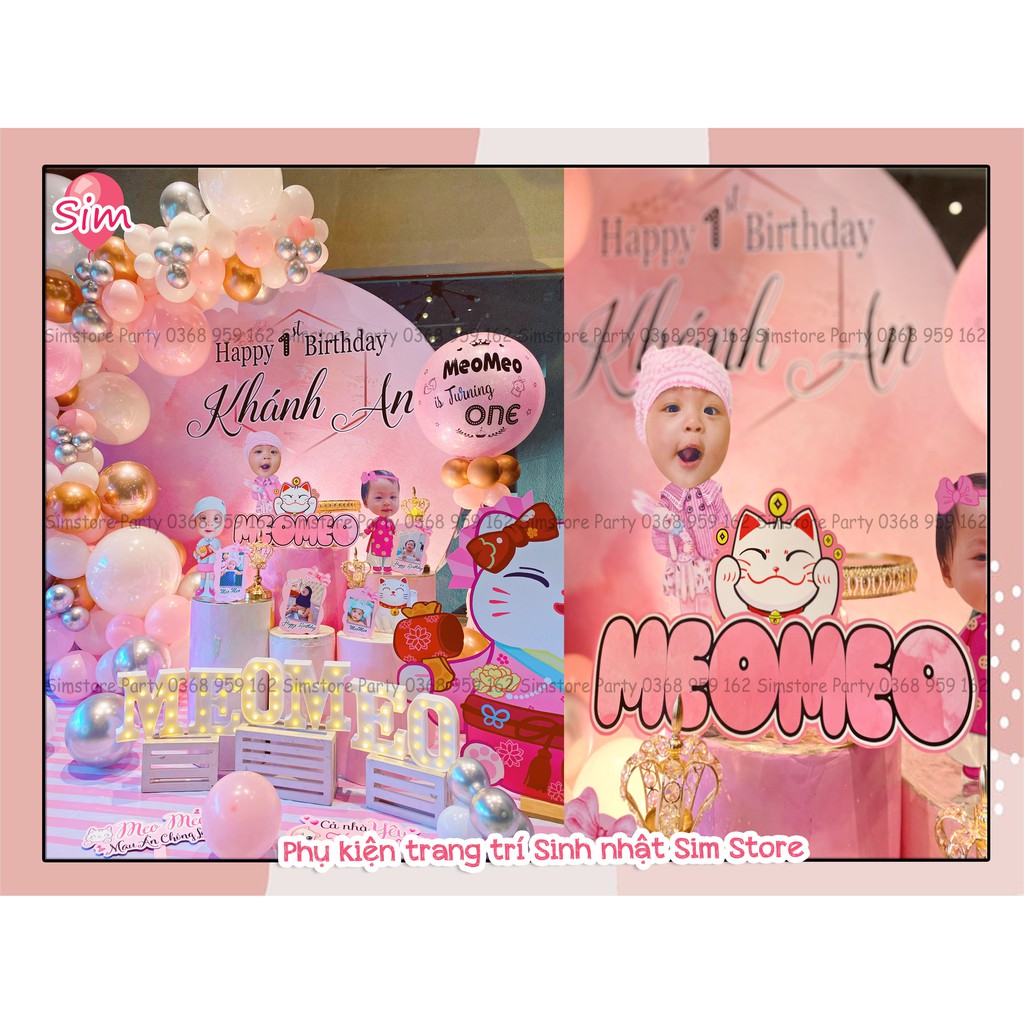 Combo hình chibi, bảng tên, cây welcome, cây số tuổi  trang trí sinh nhật bàn tiệc thiết kế  cho bé