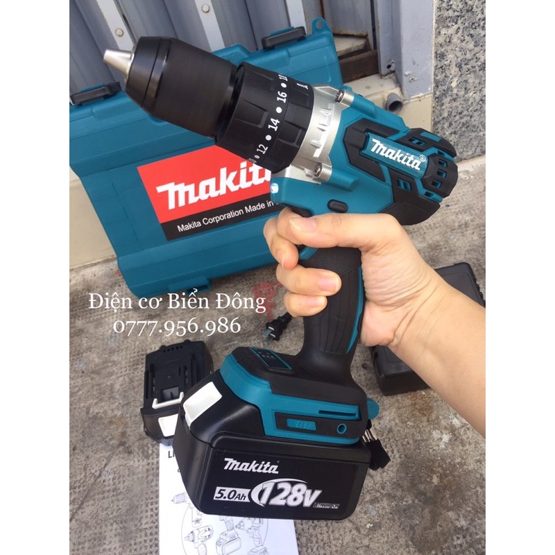 MÁY KHOAN PIN  FREESHIP MÁY KHOAN PIN MAKITA KHÔNG CHỔI THAN PIN 128V 10 cell pin MÔ TƠ TỪ CÓ BÚA 3 CHỨC NĂNG